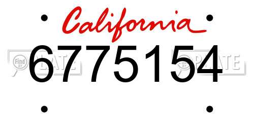 6775154 California License Plate