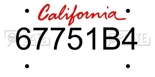 67751B4 California License Plate