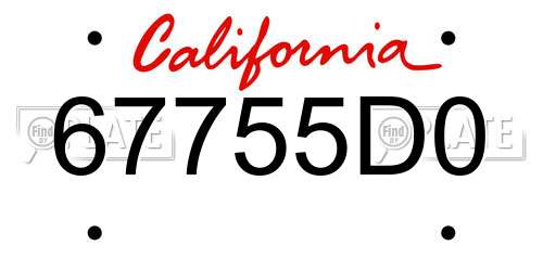 67755D0 California License Plate
