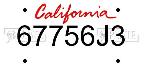 67756J3 California License Plate