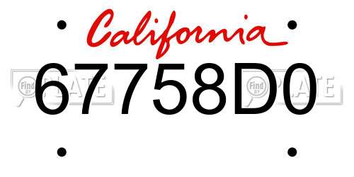 67758D0 California License Plate