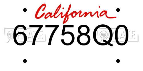 67758Q0 California License Plate