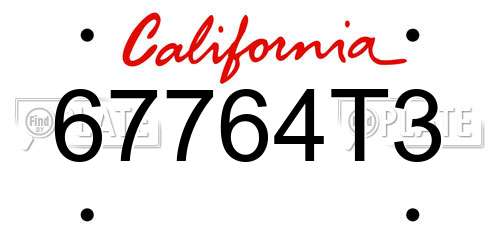 67764T3 California License Plate