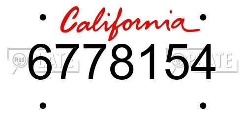 6778154 California License Plate
