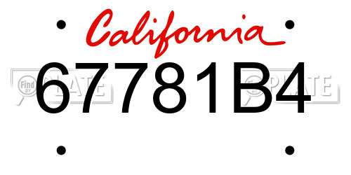 67781B4 California License Plate