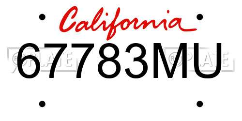 67783MU California License Plate