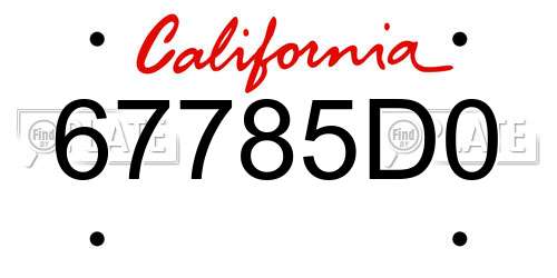 67785D0 California License Plate