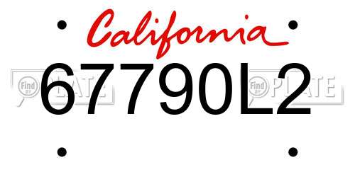 67790L2 California License Plate