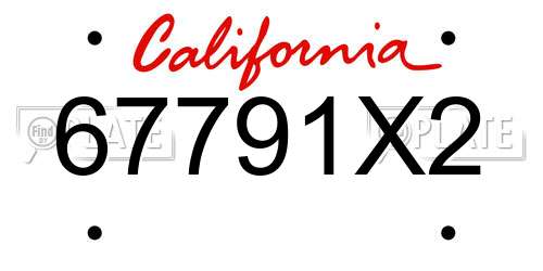 67791X2 California License Plate