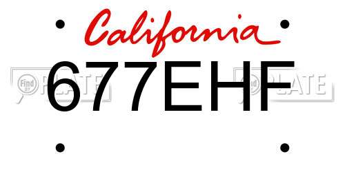 677EHF California License Plate