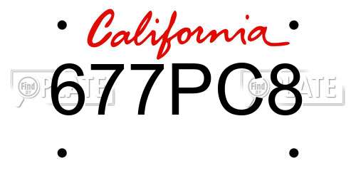 677PC8 California License Plate