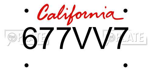 677VV7 California License Plate