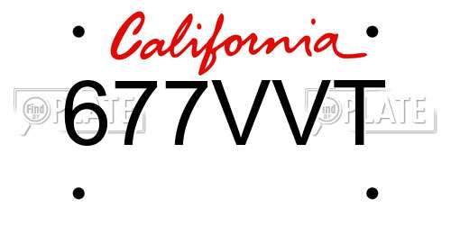 677VVT California License Plate