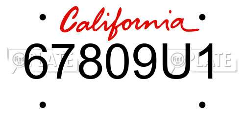 67809U1 California License Plate