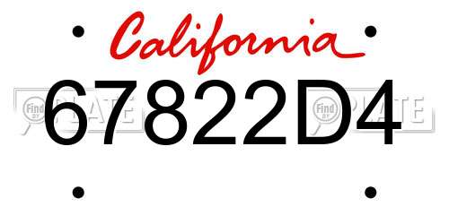 67822D4 California License Plate