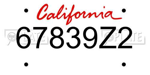 67839Z2 California License Plate