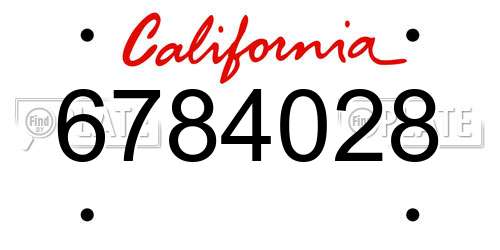6784028 California License Plate