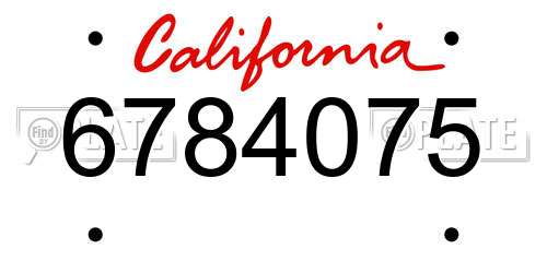 6784075 California License Plate