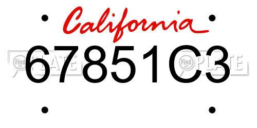 67851C3 California License Plate