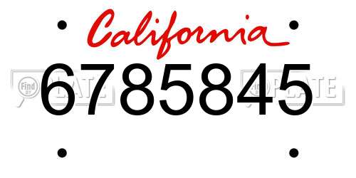6785845 California License Plate