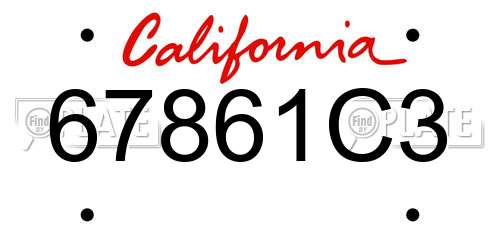 67861C3 California License Plate
