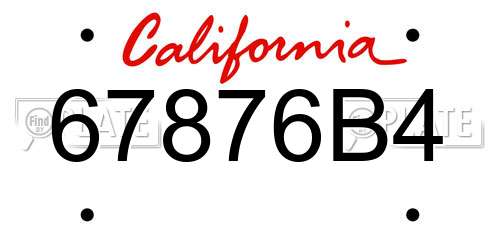 67876B4 California License Plate