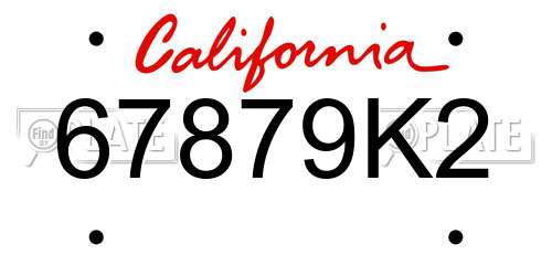 67879K2 California License Plate