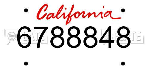 6788848 California License Plate