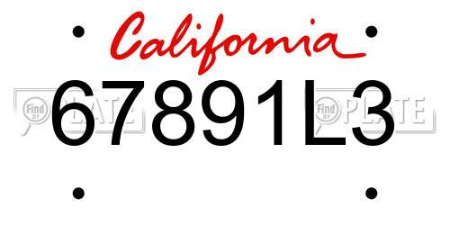 67891L3 California License Plate