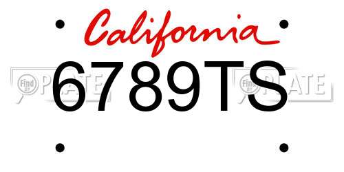 6789TS California License Plate