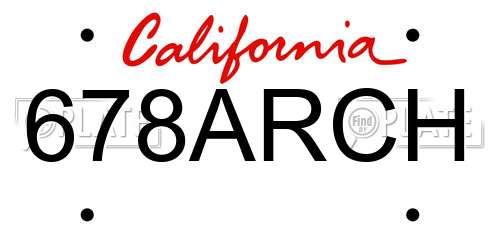 678ARCH California License Plate