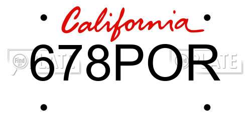 678POR California License Plate