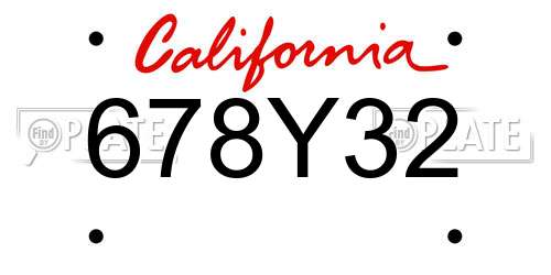 678Y32 California License Plate