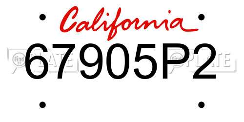 67905P2 California License Plate