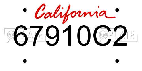 67910C2 California License Plate