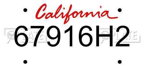 67916H2 California License Plate