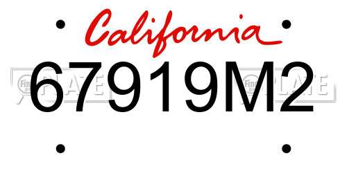 67919M2 California License Plate