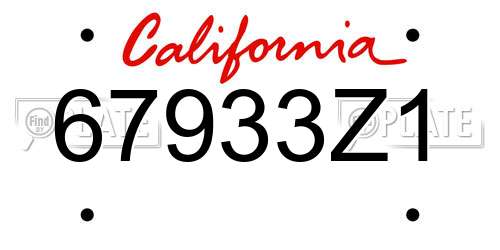 67933Z1 California License Plate