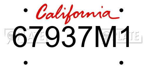 67937M1 California License Plate