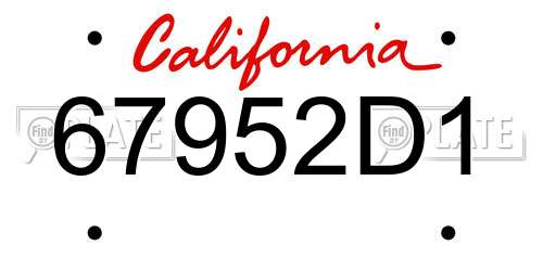 67952D1 California License Plate