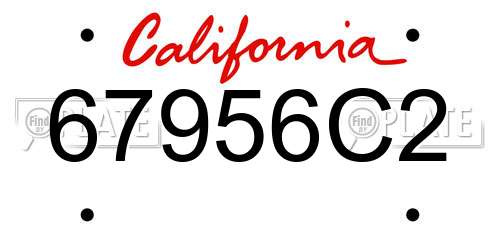 67956C2 California License Plate
