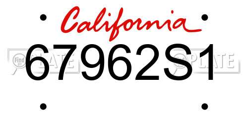 67962S1 California License Plate