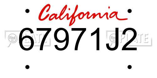 67971J2 California License Plate