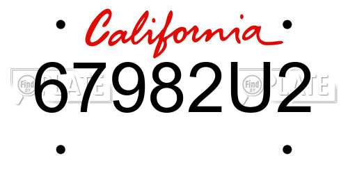 67982U2 California License Plate