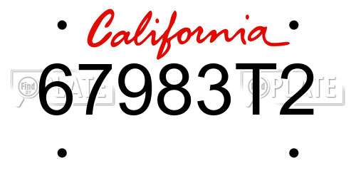 67983T2 California License Plate