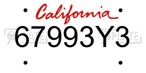 67993Y3 California License Plate