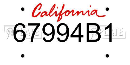 67994B1 California License Plate