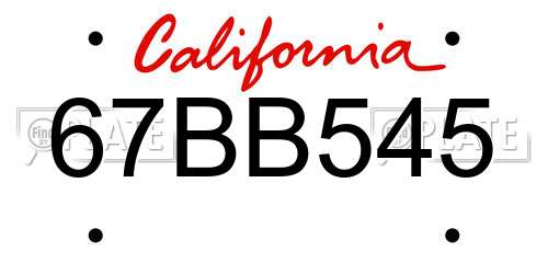 67BB545 California License Plate