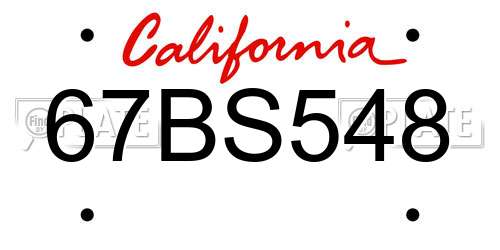 67BS548 California License Plate