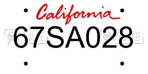 67SA028 California License Plate